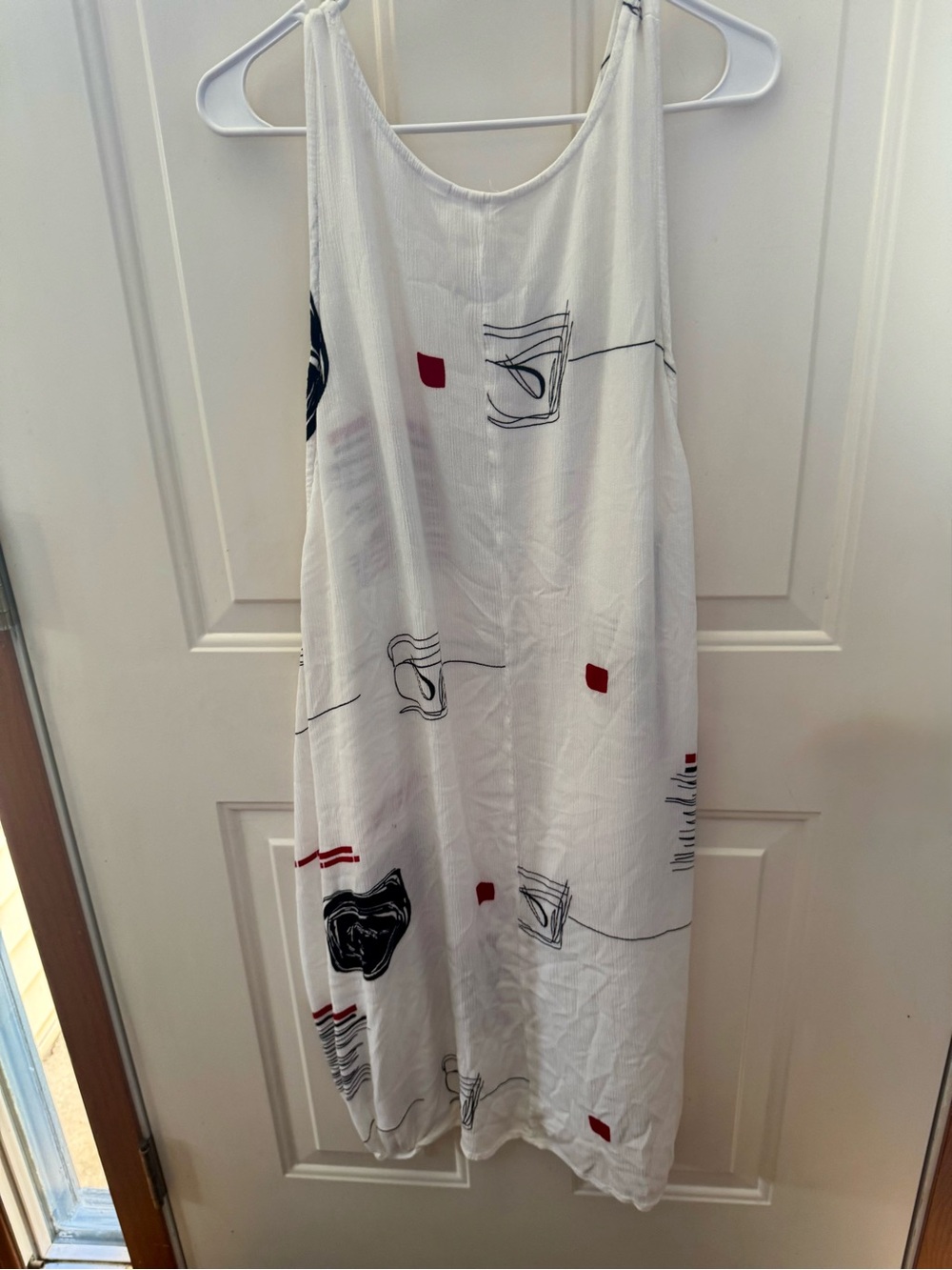White Printed Maxi Dress with Red & Black Accents - Picture 2 of 3